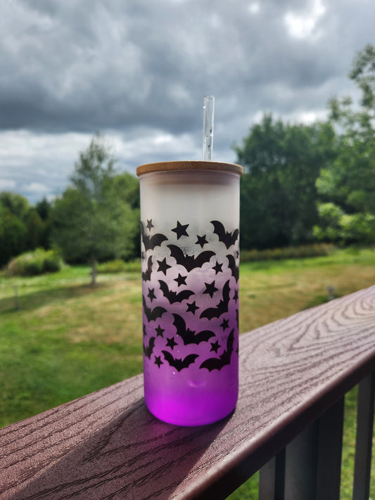 Purple Bats Halloween Libbey Glass