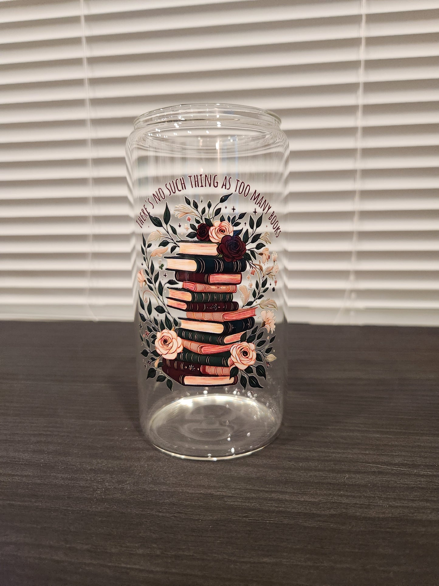 Too Many Books 16oz Libbey Glass