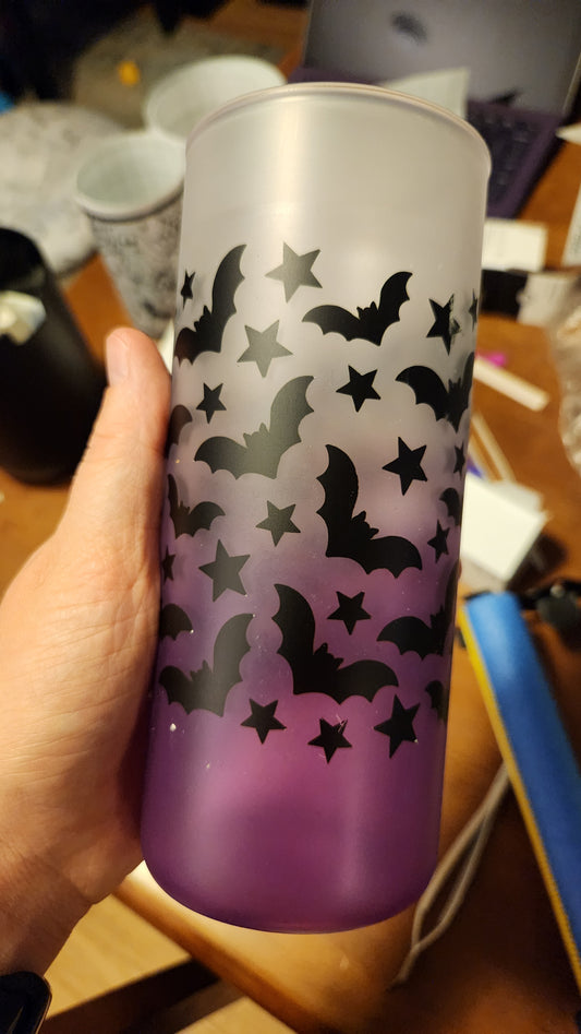 Purple Bats Halloween Libbey Glass