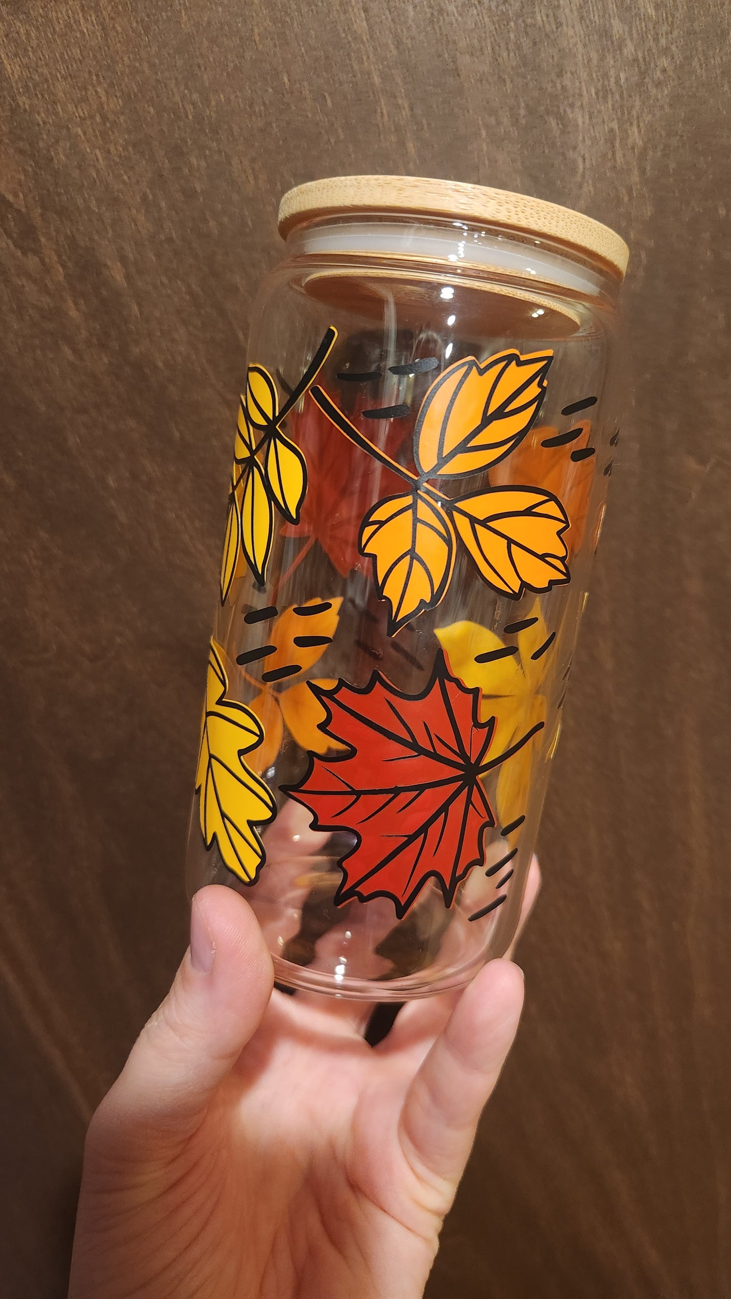 Fall Leaves 16oz Libbey Glass